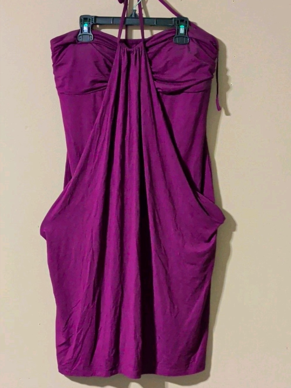 Halara Purple Halter Tie Back Mini Resort Dress Built In Bra And Pockets